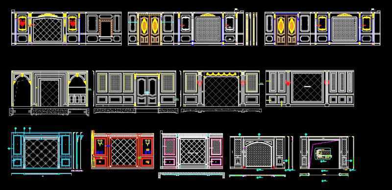 ᩸8 Types of Bedroom Back Wall Design CAD Drawings᪢><img border=