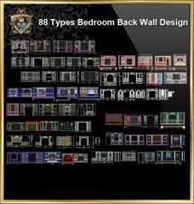 88 Types of Bedroom Back Wall Design CAD Drawings